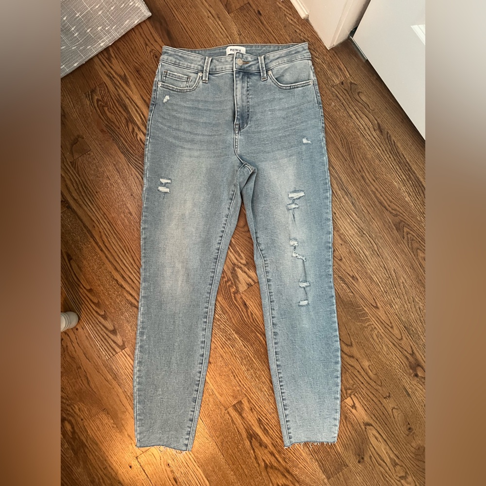 Pistola high rise distressed skinny jeans, indigo, size 30